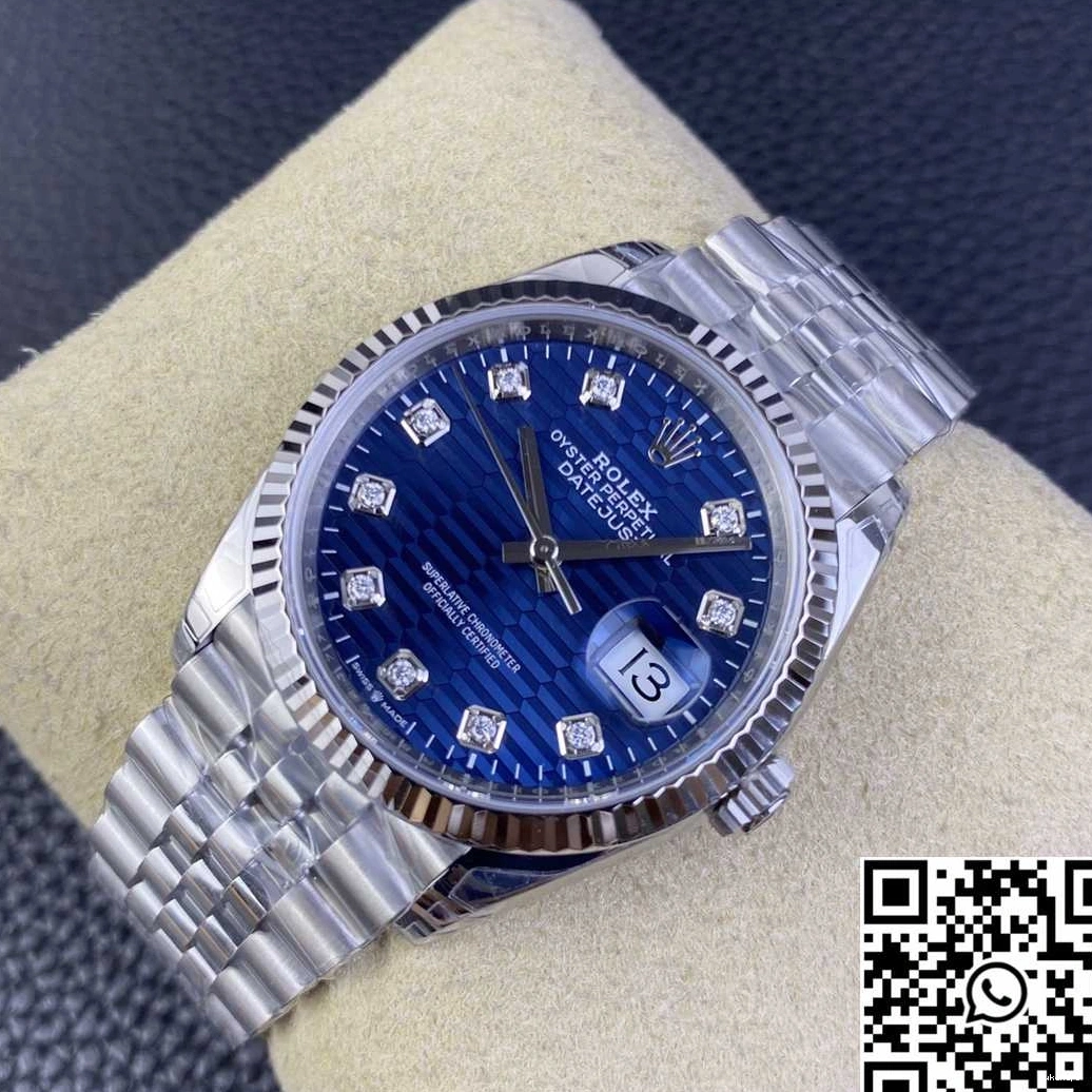 Hourmarker M126234 Clean Datejust 36MM Motif Steel Blue Factory Diamond Stainless Dial Rolex 0430